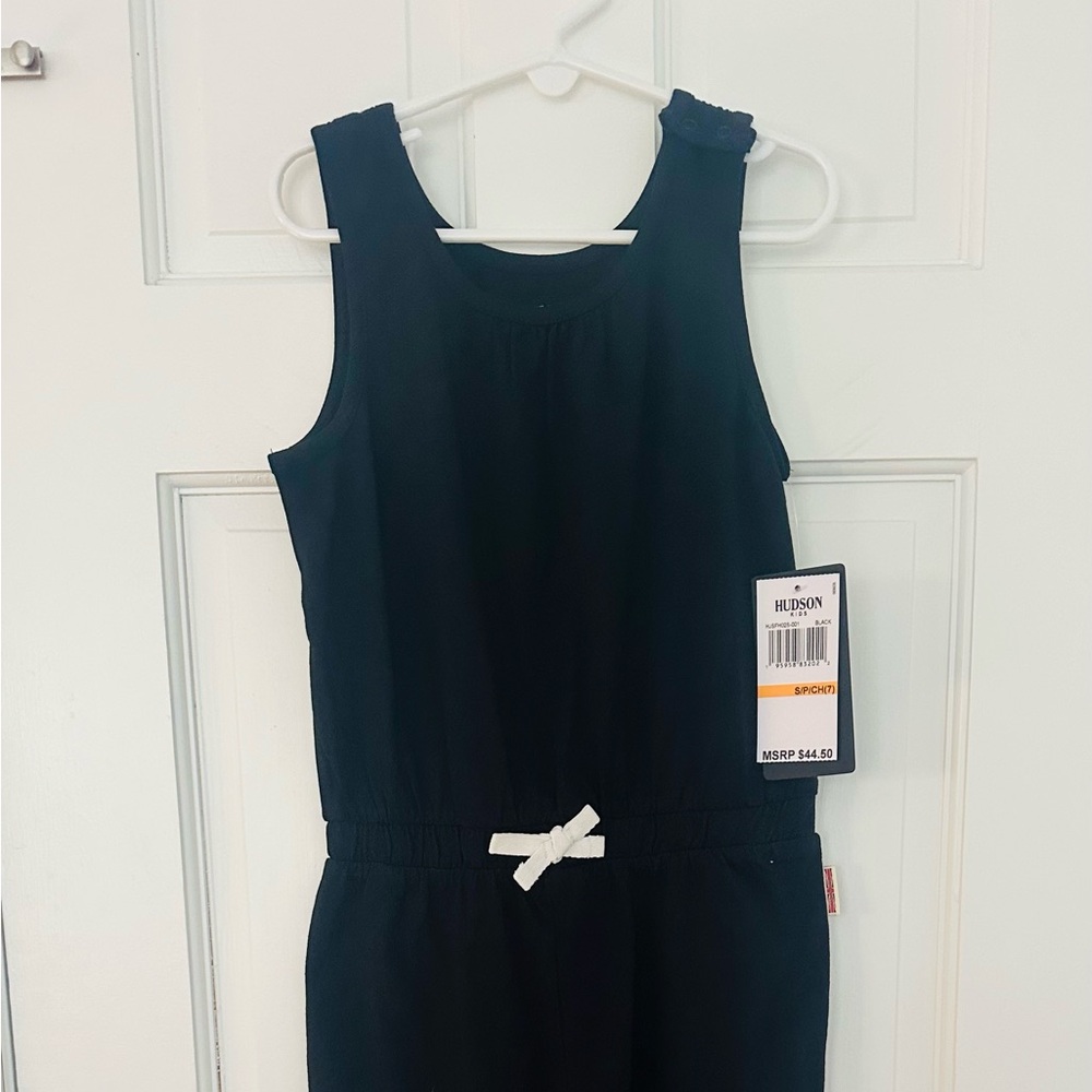 Hudson Jeans Kids Black Romper /Jumpsuit with White Bow NWT